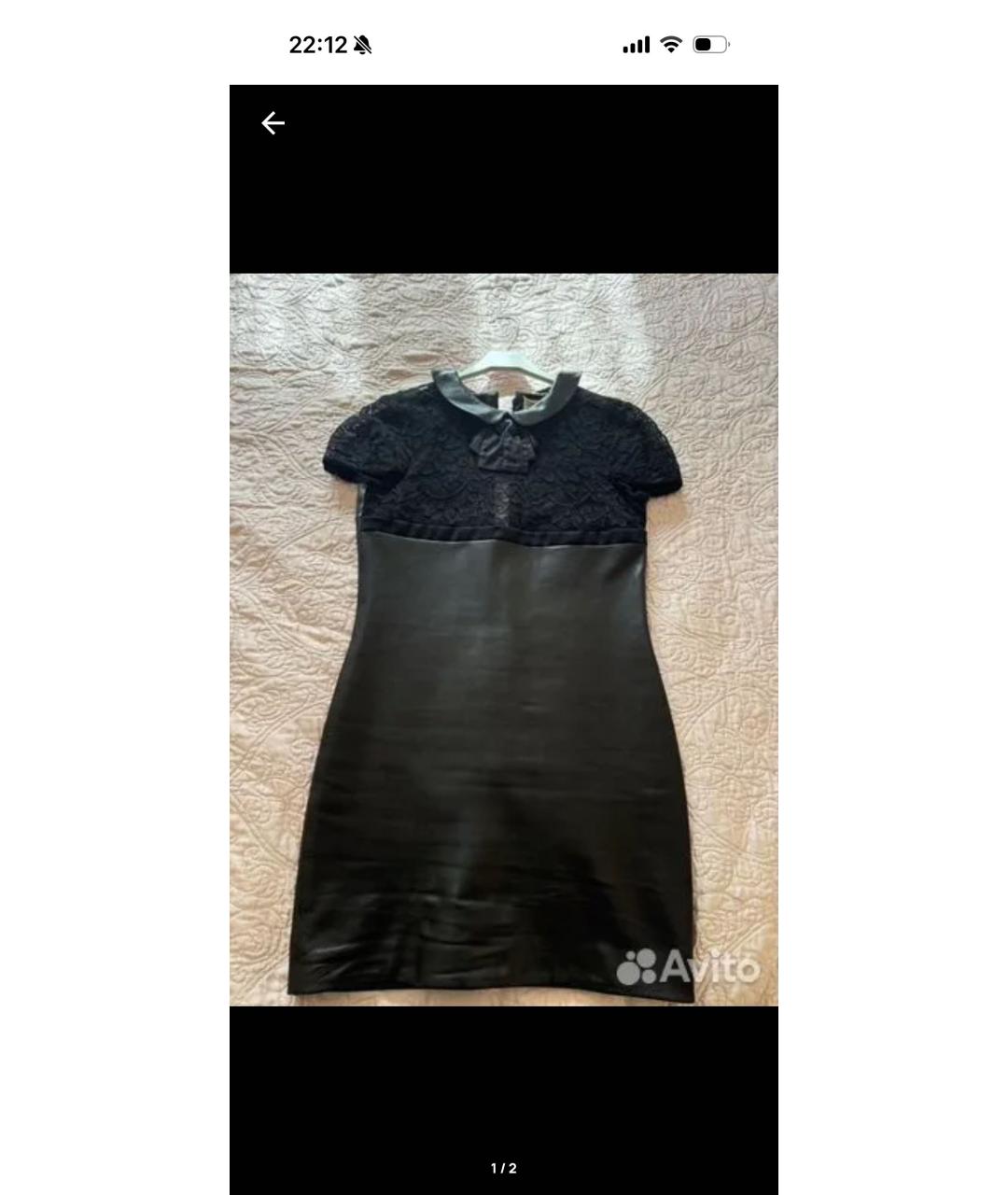 SAINT LAURENT Черное кожаное коктейльное платье, фото 3