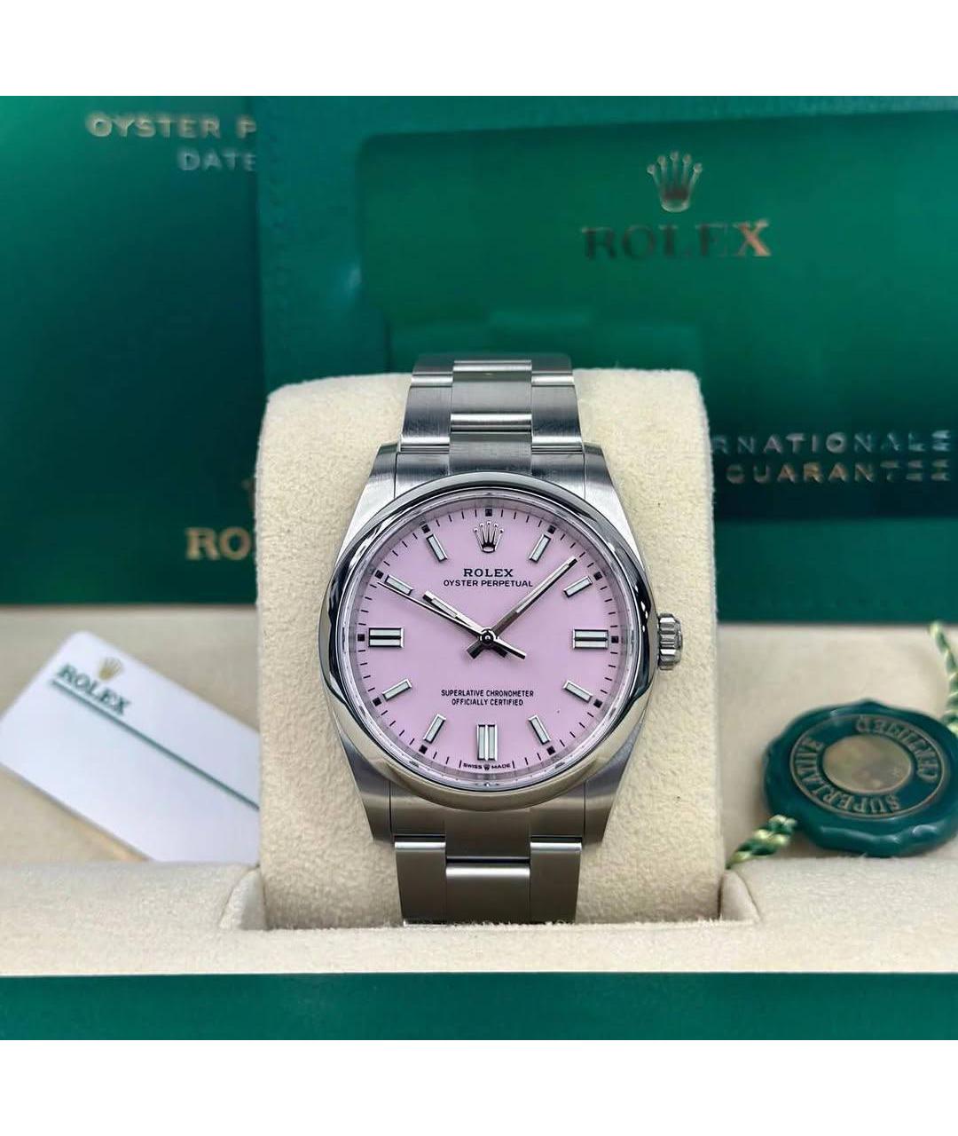 ROLEX Розовые металлические часы, фото 3