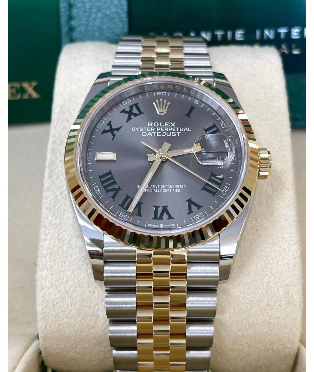ROLEX Серые часы из желтого золота, фото 8
