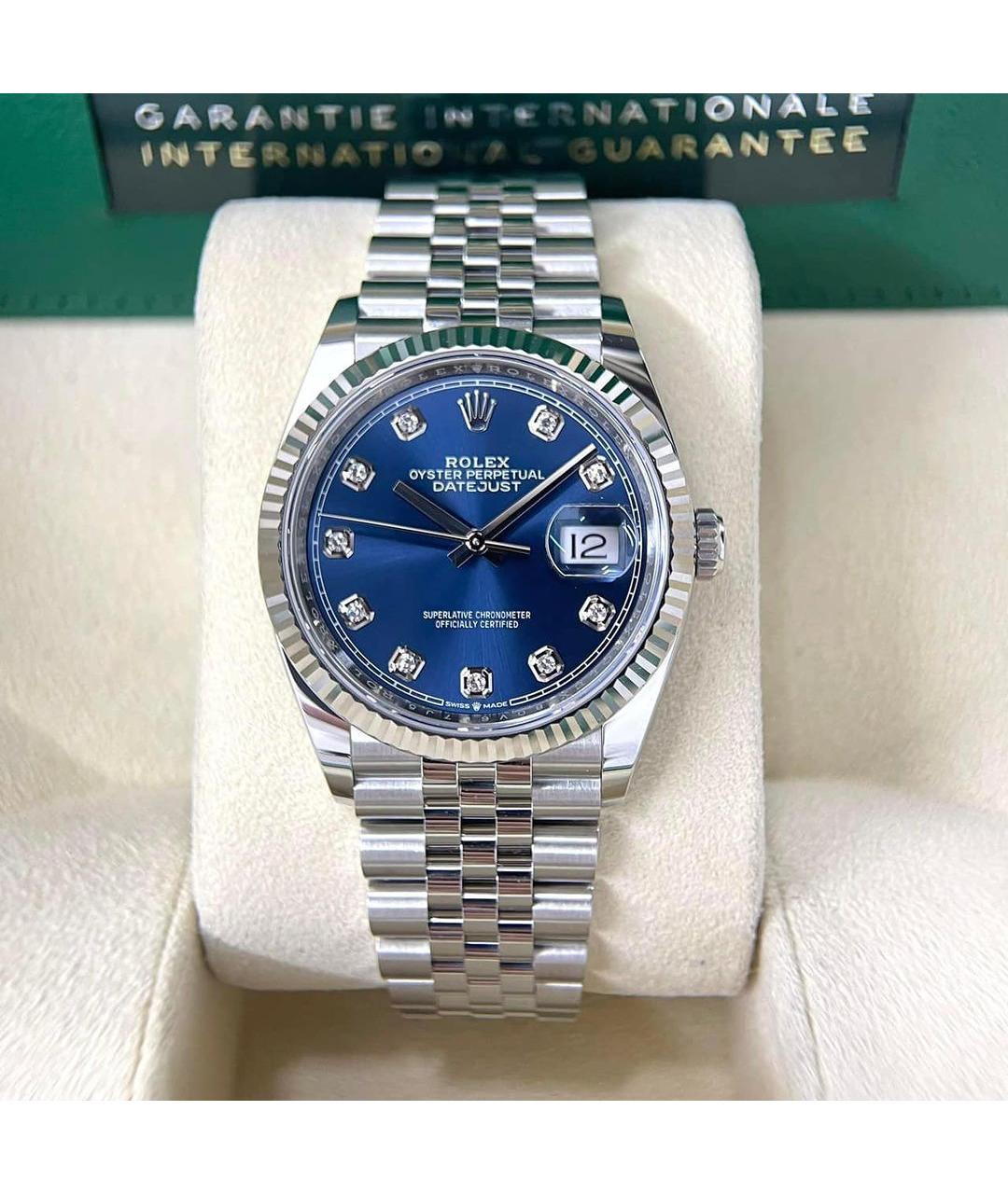 ROLEX Синие часы из белого золота, фото 3