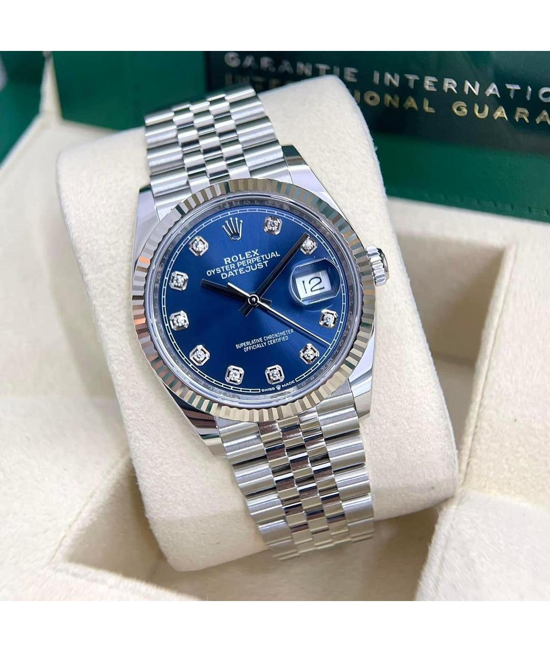 ROLEX Синие часы из белого золота, фото 2