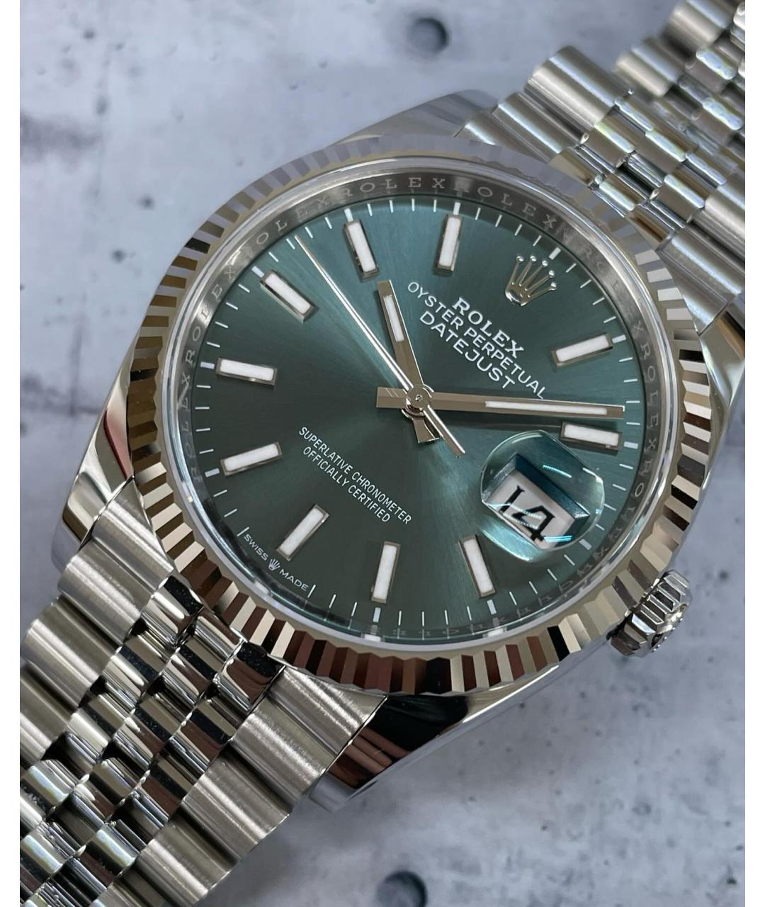 ROLEX Зеленые часы из белого золота, фото 7
