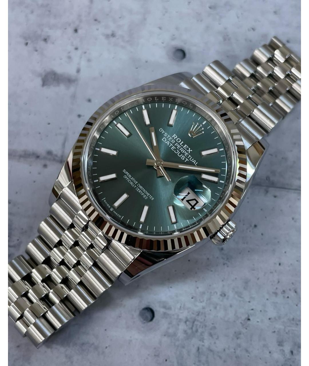 ROLEX Зеленые часы из белого золота, фото 4