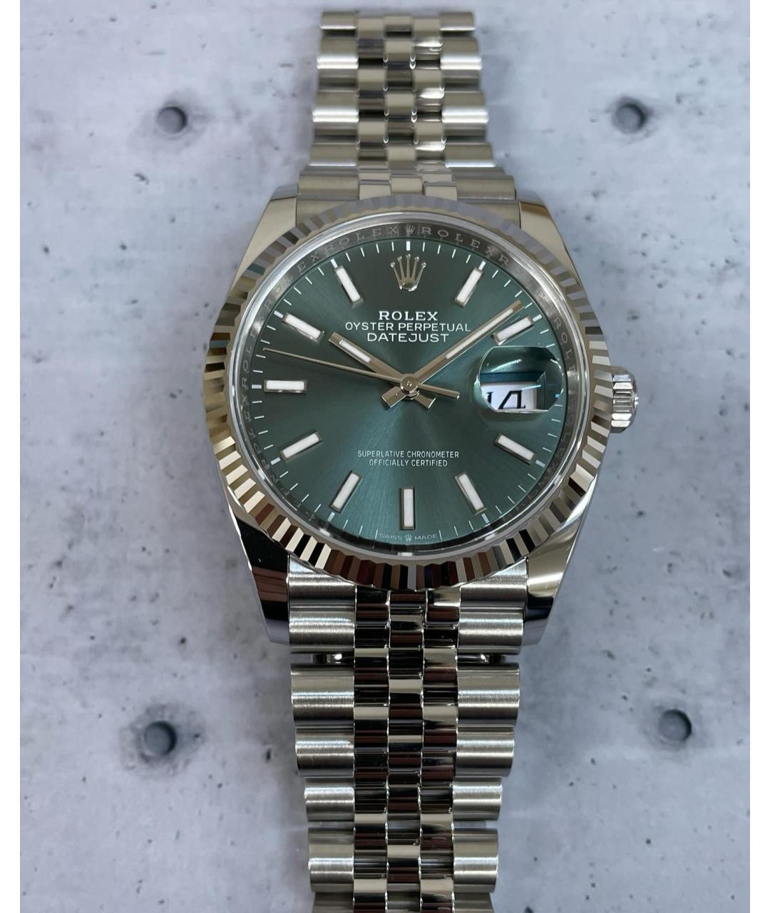ROLEX Зеленые часы из белого золота, фото 3