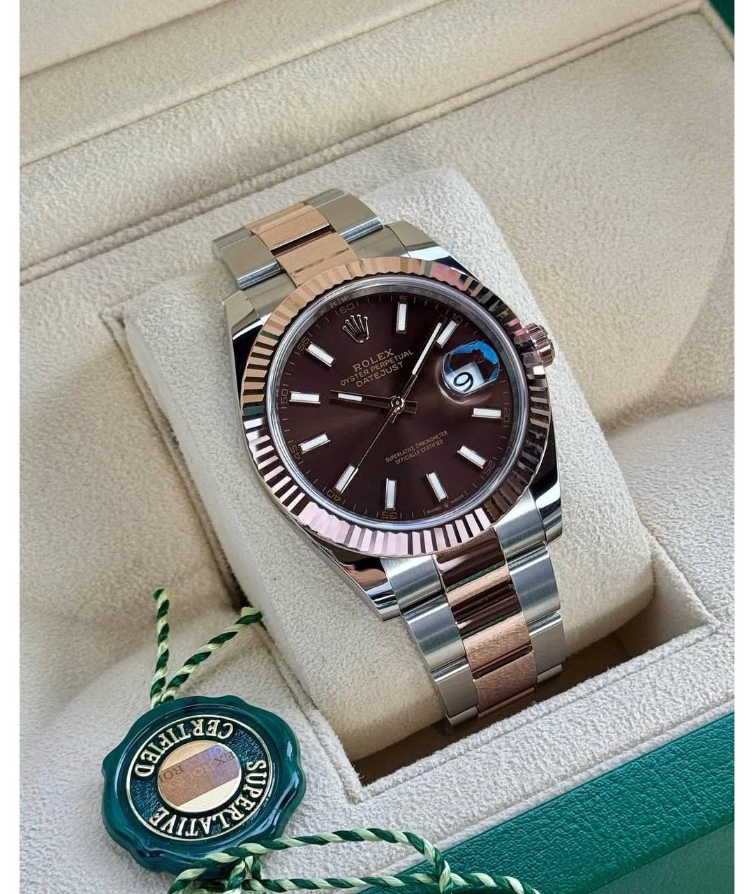 ROLEX Коричневые часы из розового золота, фото 3