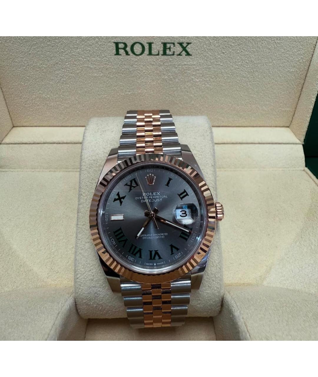 ROLEX Серые часы из розового золота, фото 3