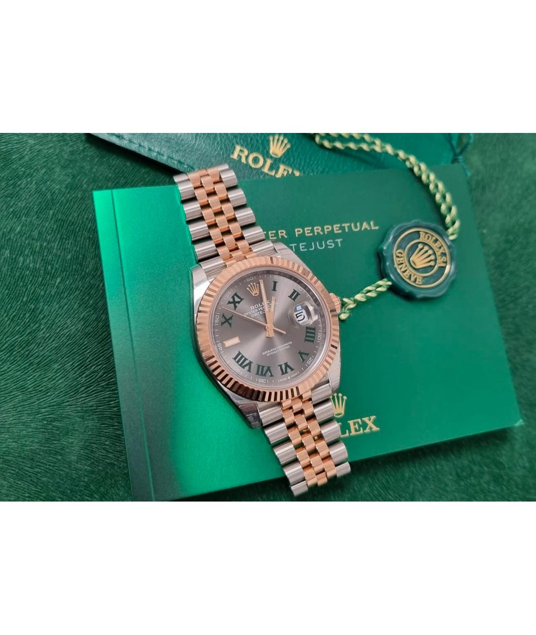 ROLEX Серые часы из розового золота, фото 6