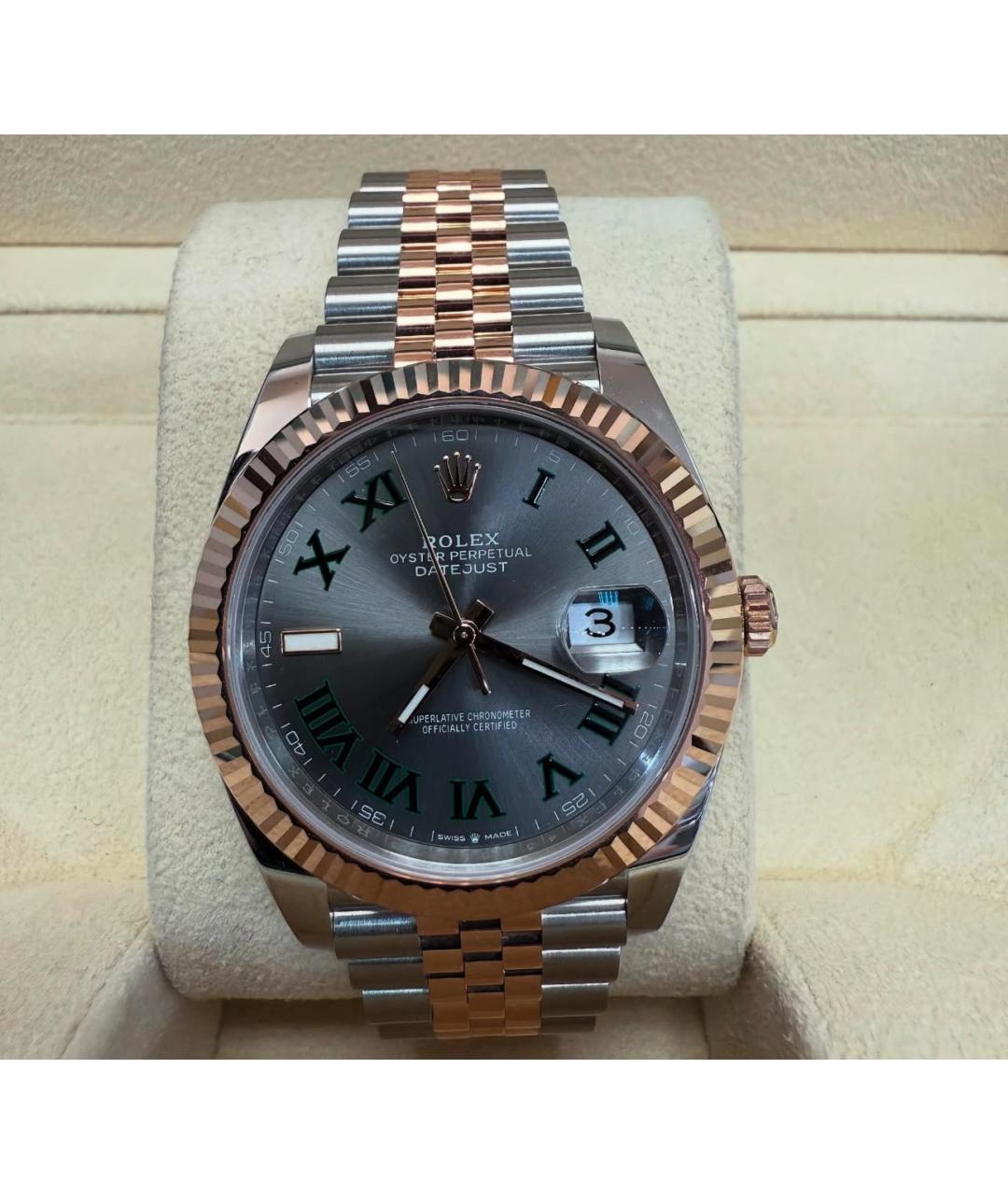 ROLEX Серые часы из розового золота, фото 4