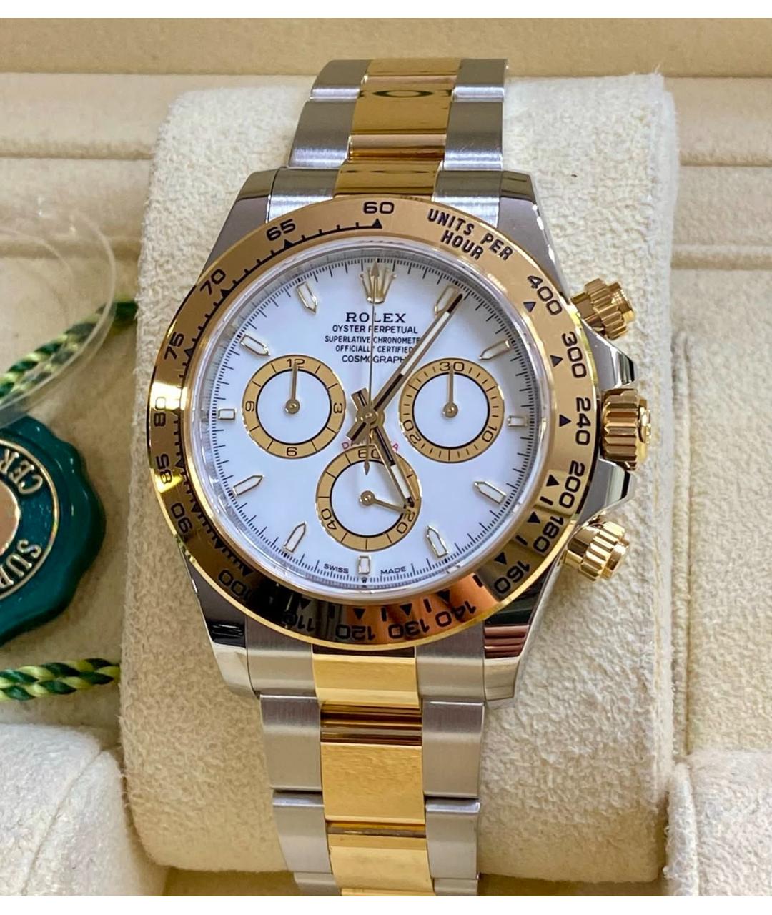 ROLEX Белые часы из желтого золота, фото 4