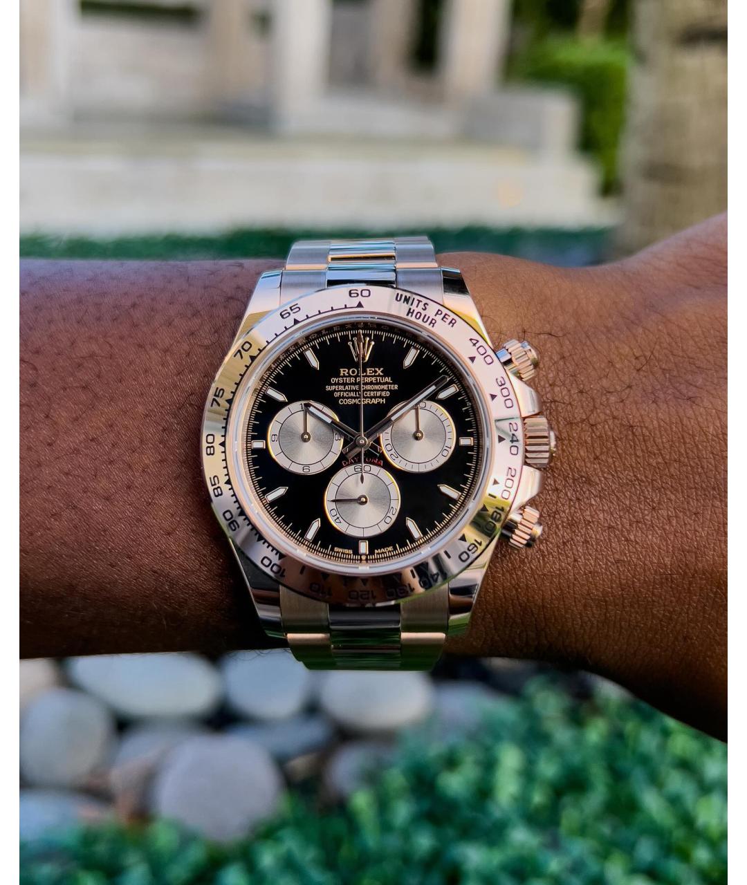 ROLEX Черные часы из розового золота, фото 5