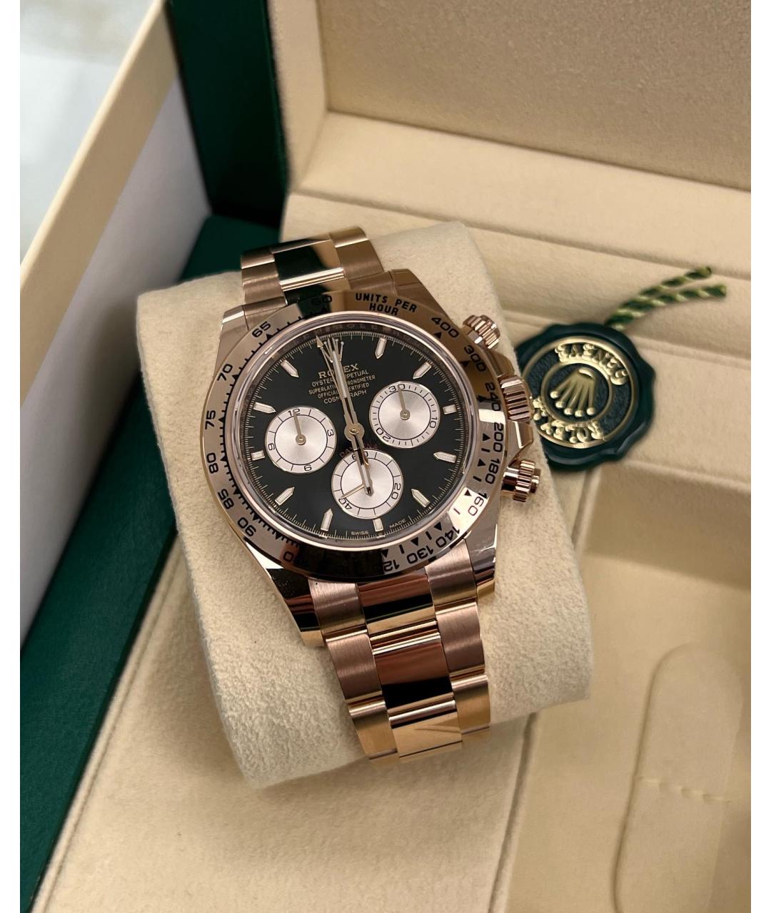 ROLEX Черные часы из розового золота, фото 4