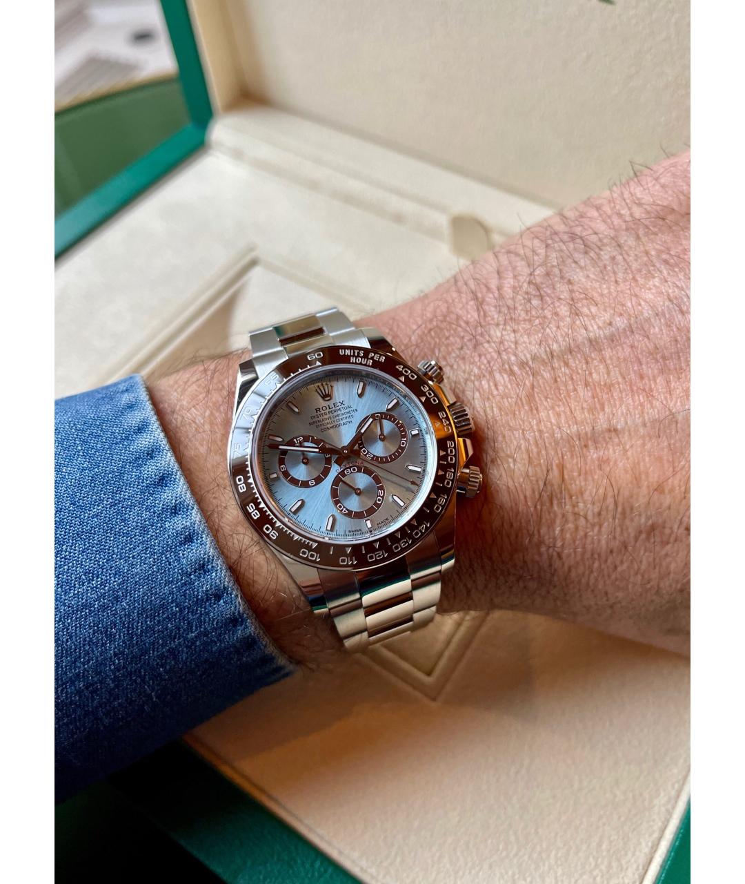 ROLEX Голубые платиновые часы, фото 7