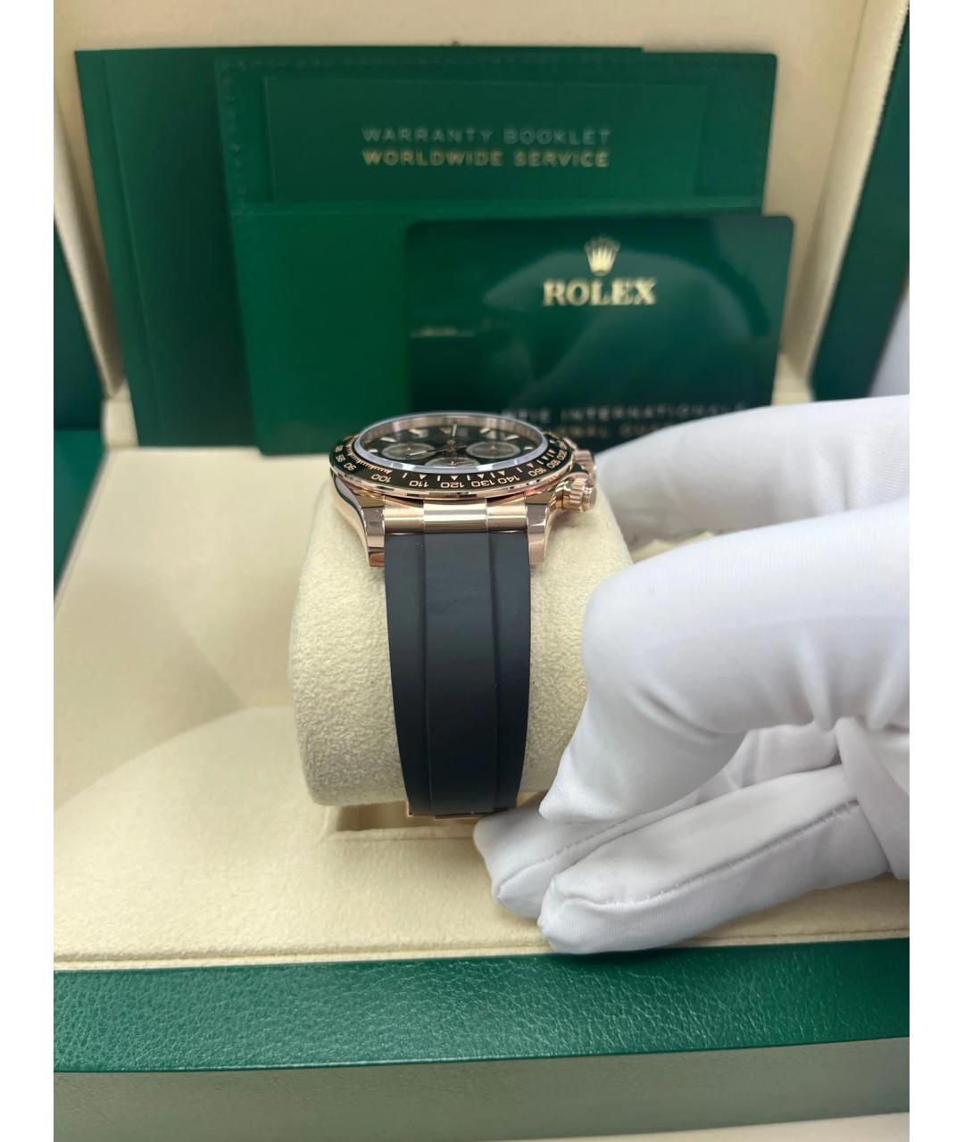 ROLEX Черные часы из розового золота, фото 4