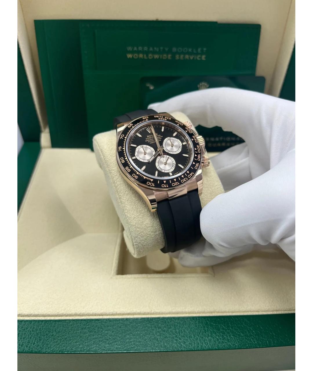 ROLEX Черные часы из розового золота, фото 3