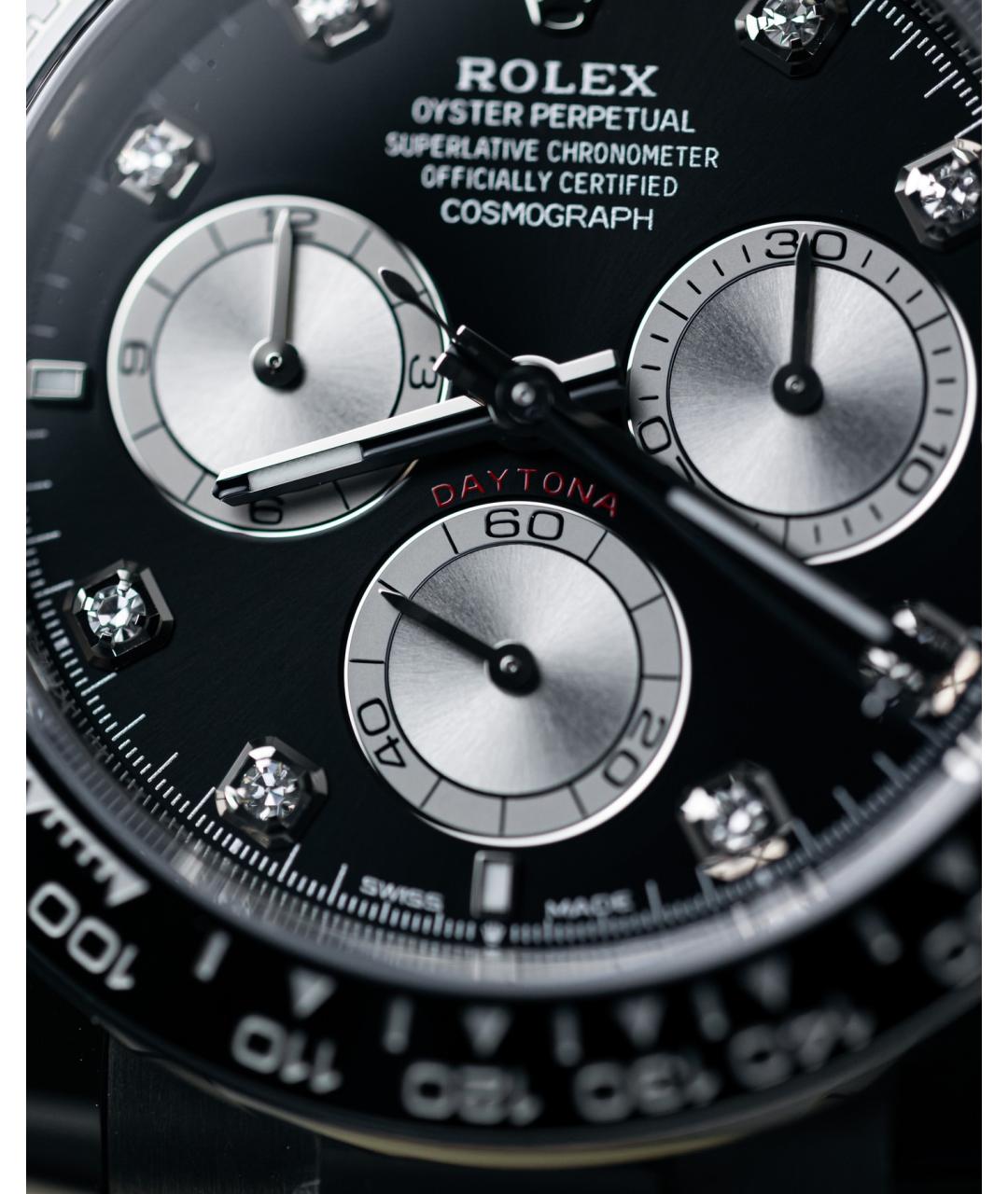 ROLEX Черные часы из белого золота, фото 8