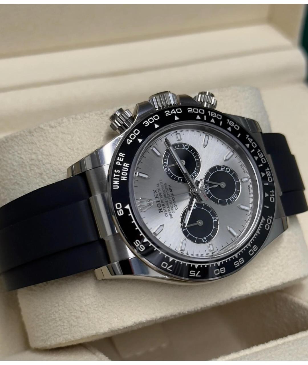 ROLEX Черные часы из белого золота, фото 4