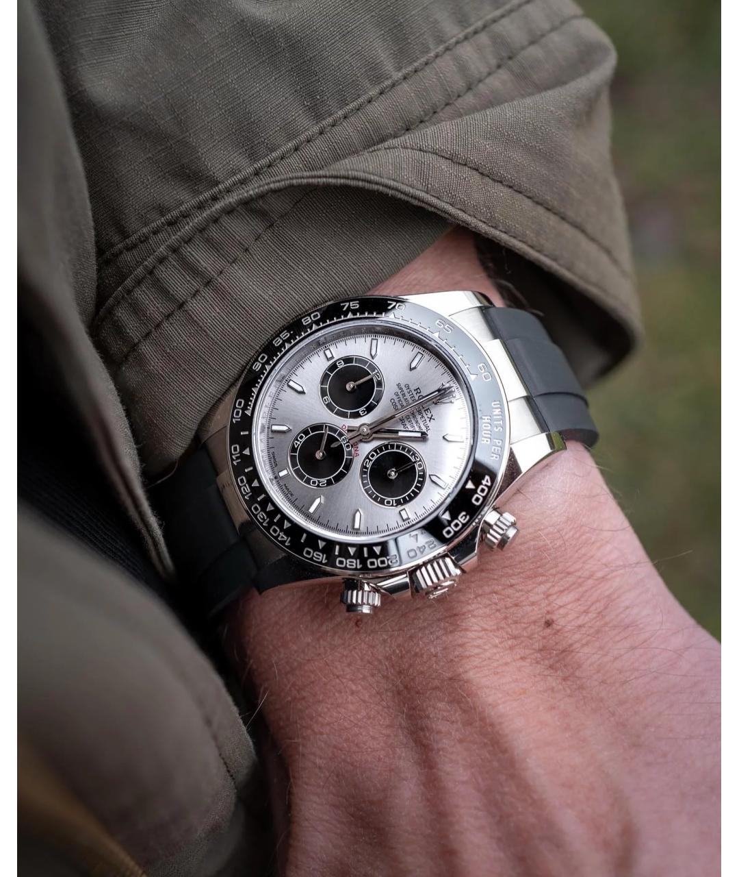 ROLEX Черные часы из белого золота, фото 6