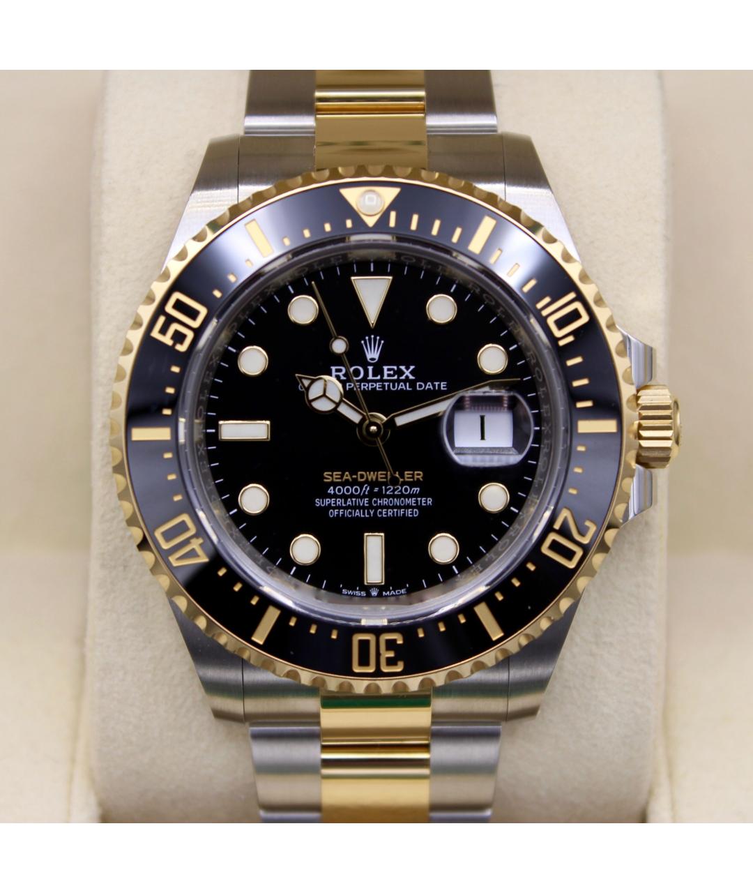 ROLEX Черные часы из желтого золота, фото 5