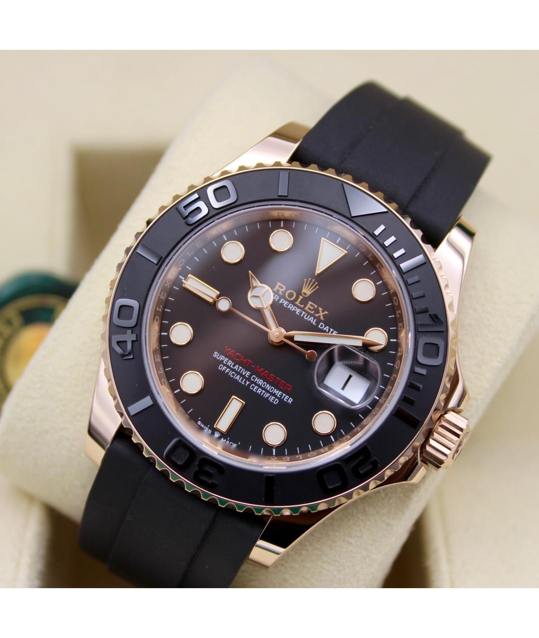 ROLEX Черные часы из розового золота, фото 6