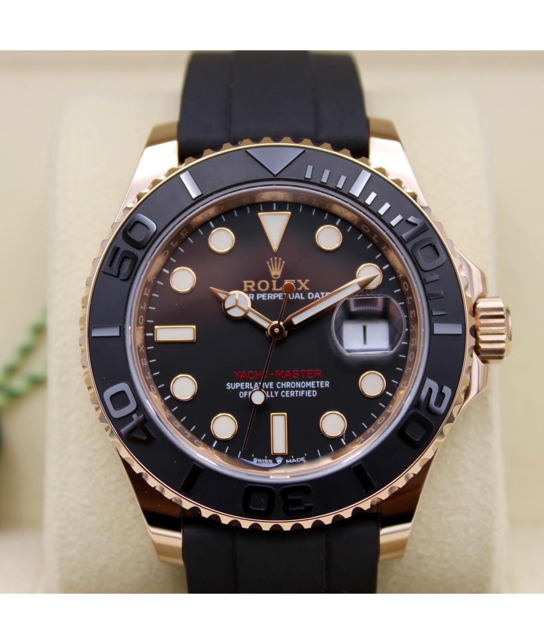 ROLEX Черные часы из розового золота, фото 5