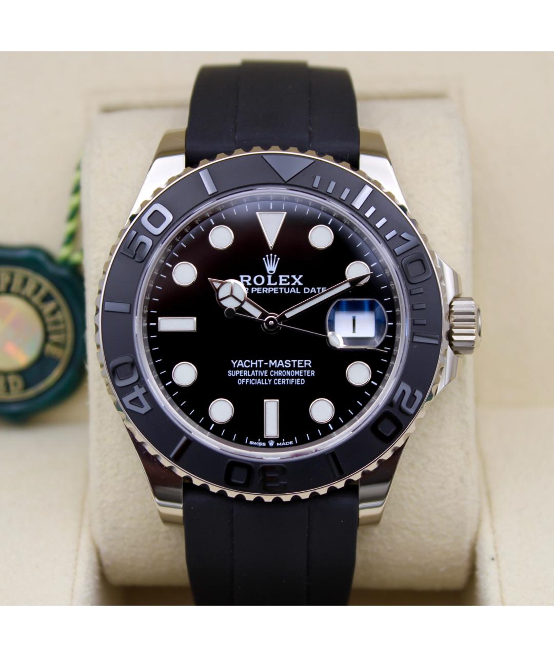 ROLEX Черные часы из белого золота, фото 3
