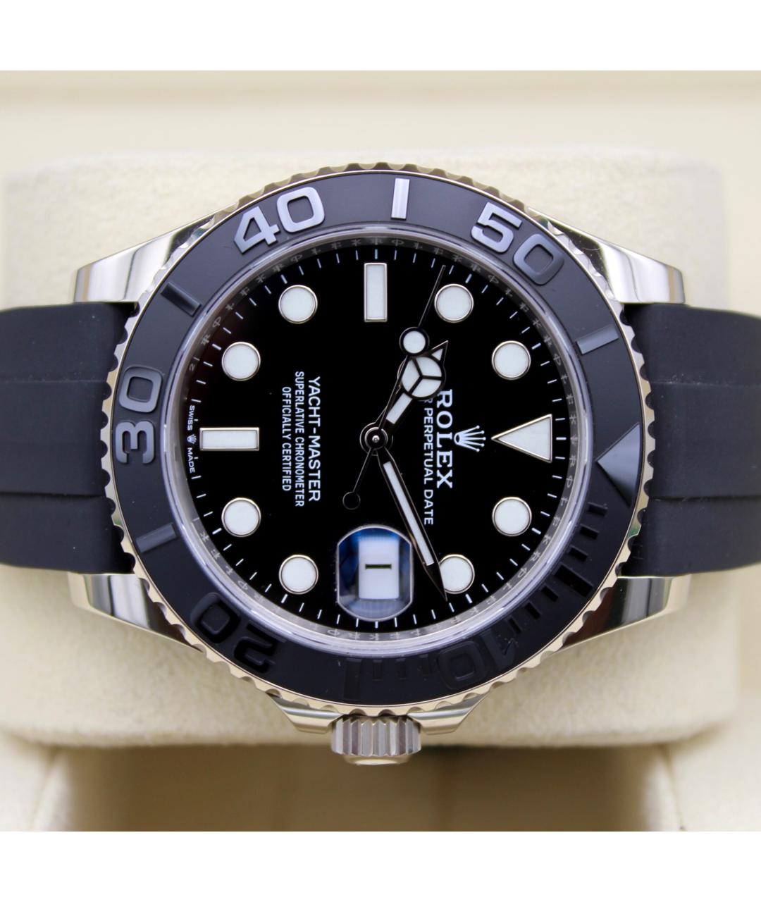 ROLEX Черные часы из белого золота, фото 6