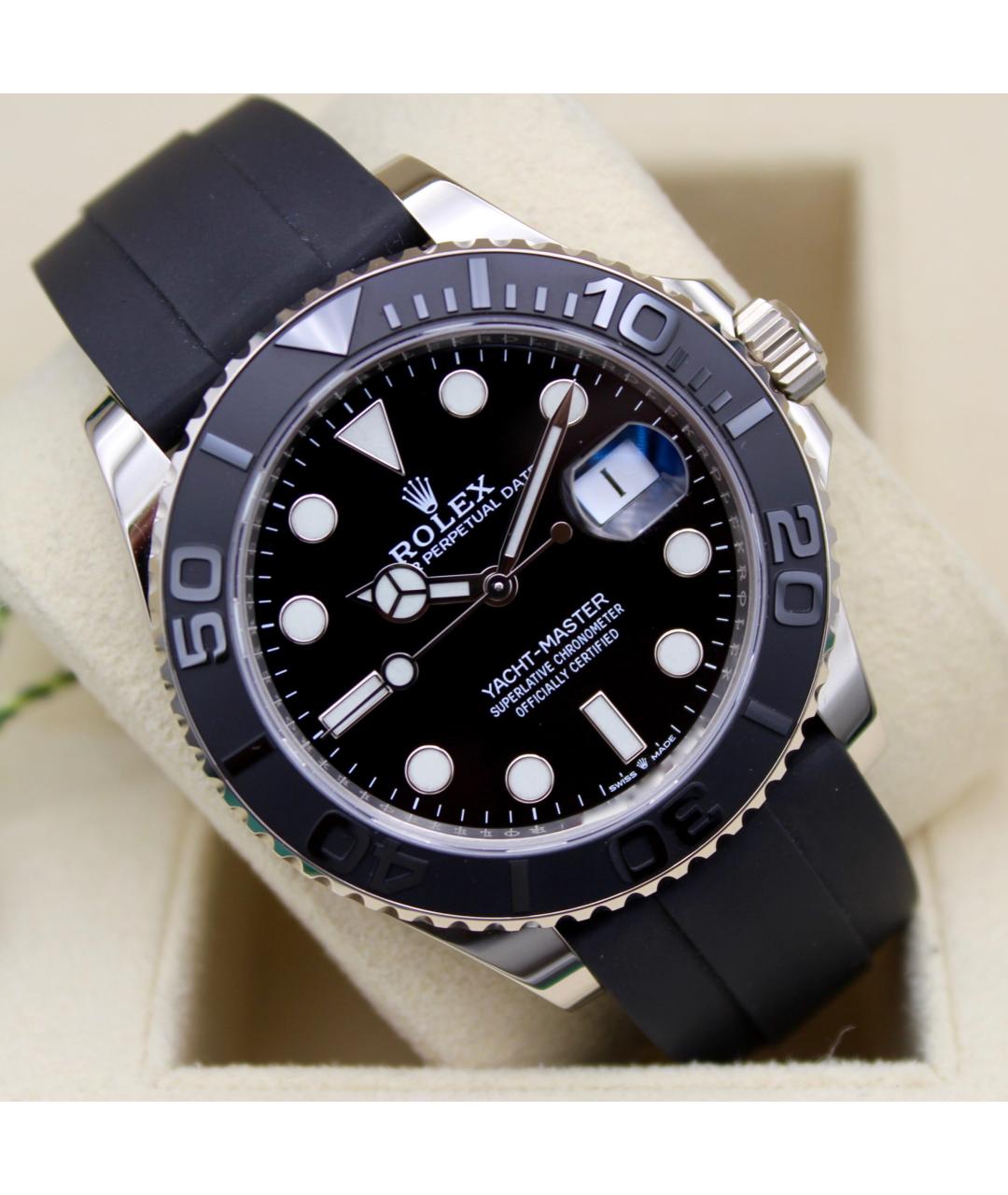 ROLEX Черные часы из белого золота, фото 2