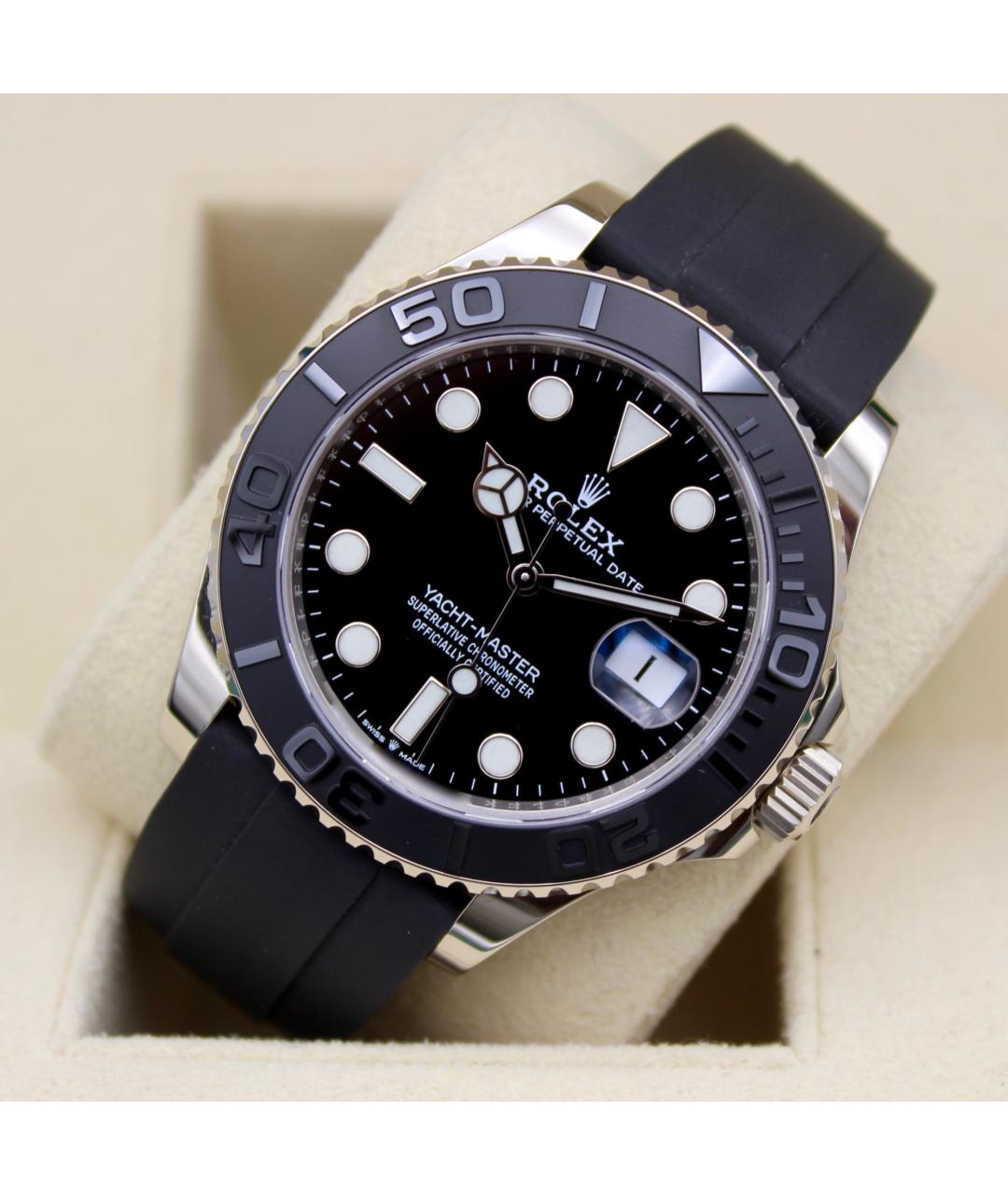 ROLEX Черные часы из белого золота, фото 4