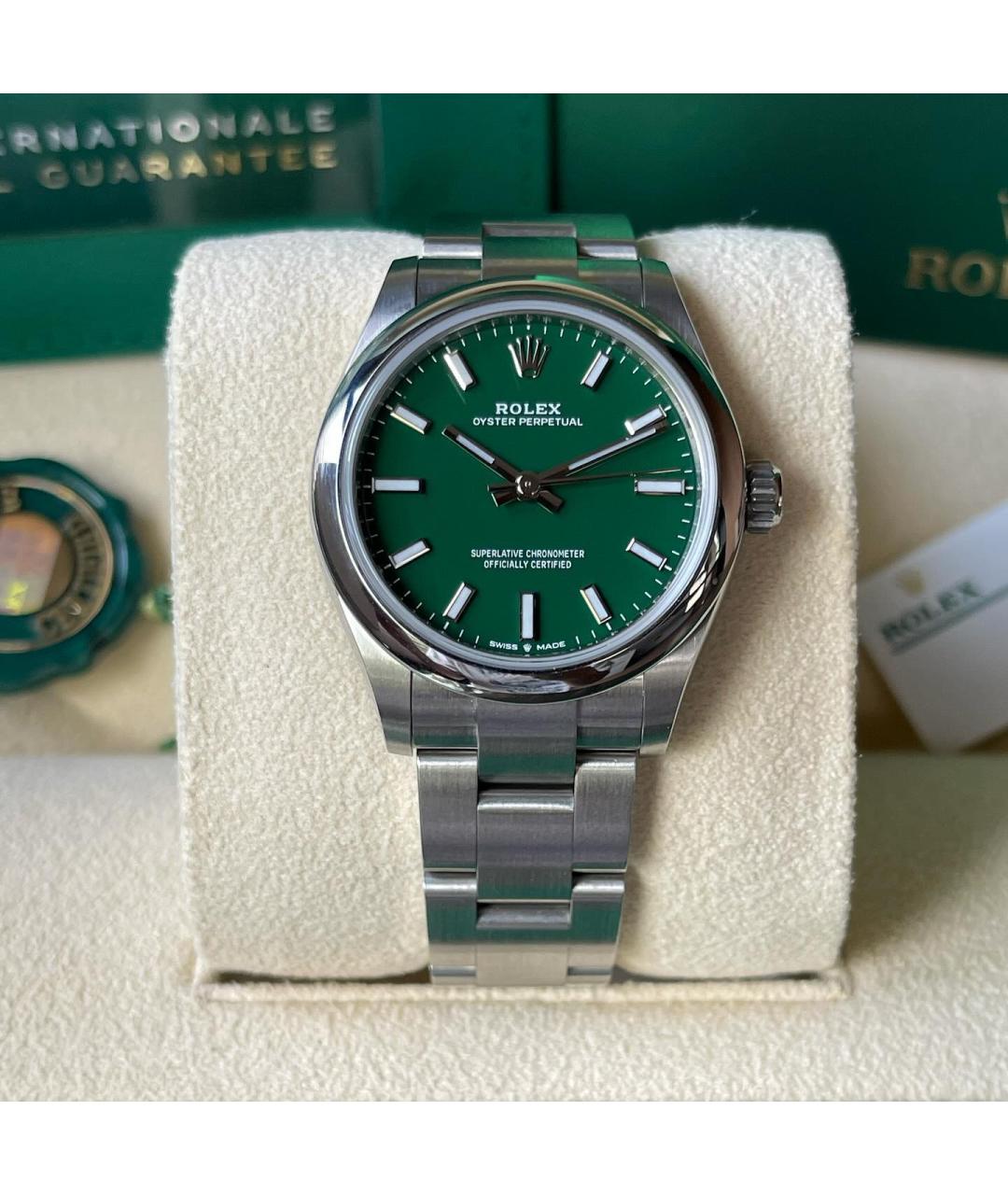 ROLEX Зеленые металлические часы, фото 5