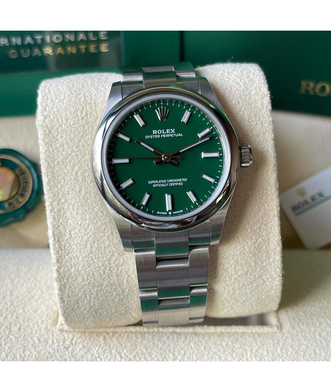ROLEX Зеленые металлические часы, фото 4
