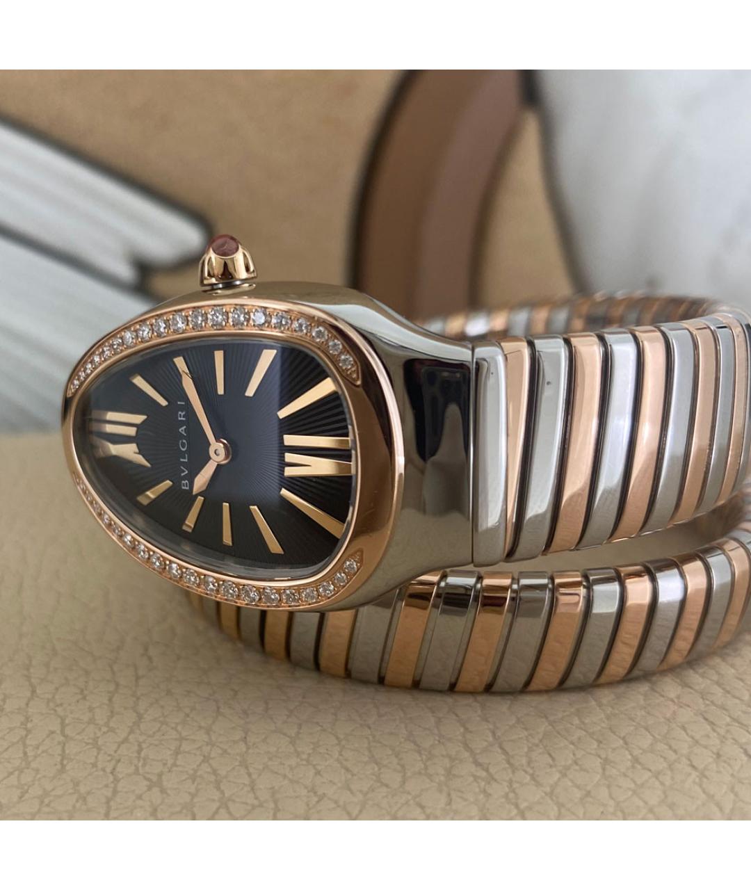 BVLGARI Черные часы из розового золота, фото 7