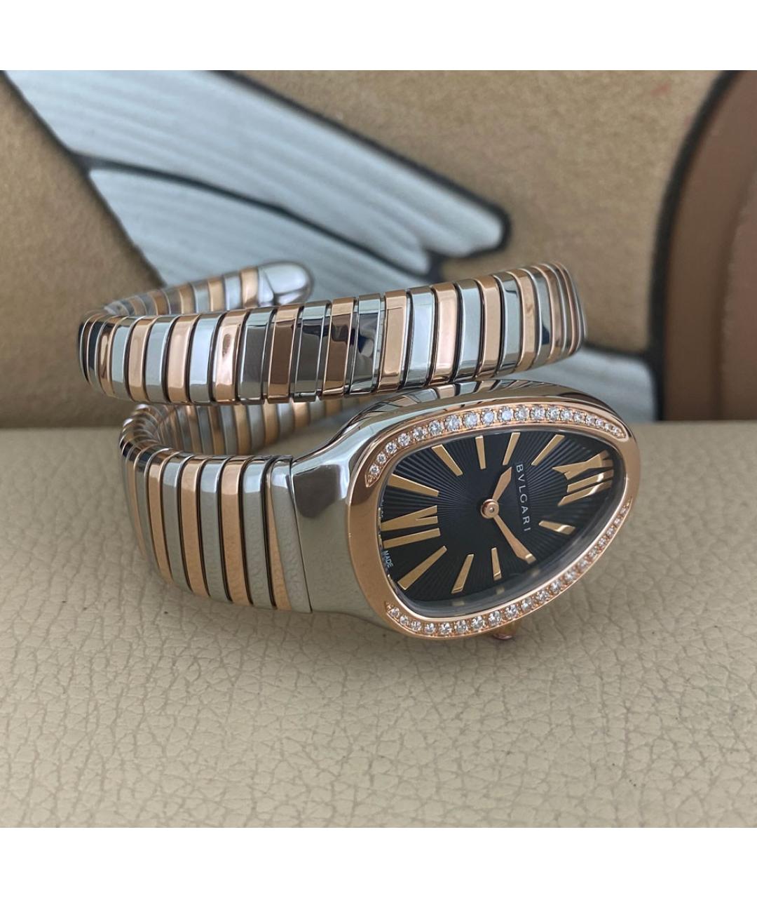 BVLGARI Черные часы из розового золота, фото 4