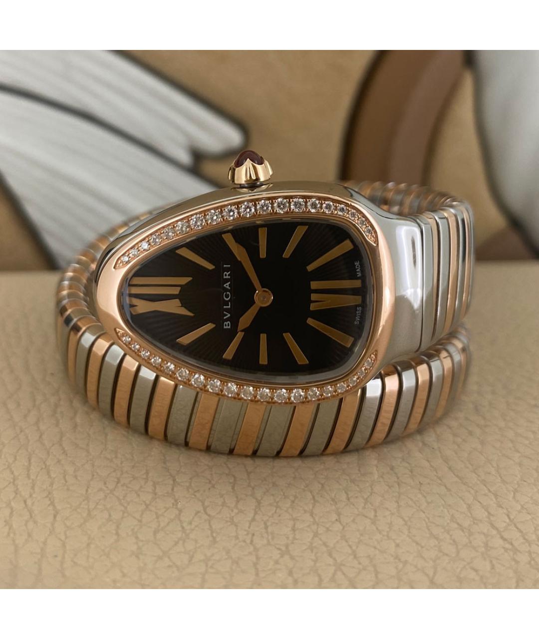 BVLGARI Черные часы из розового золота, фото 3