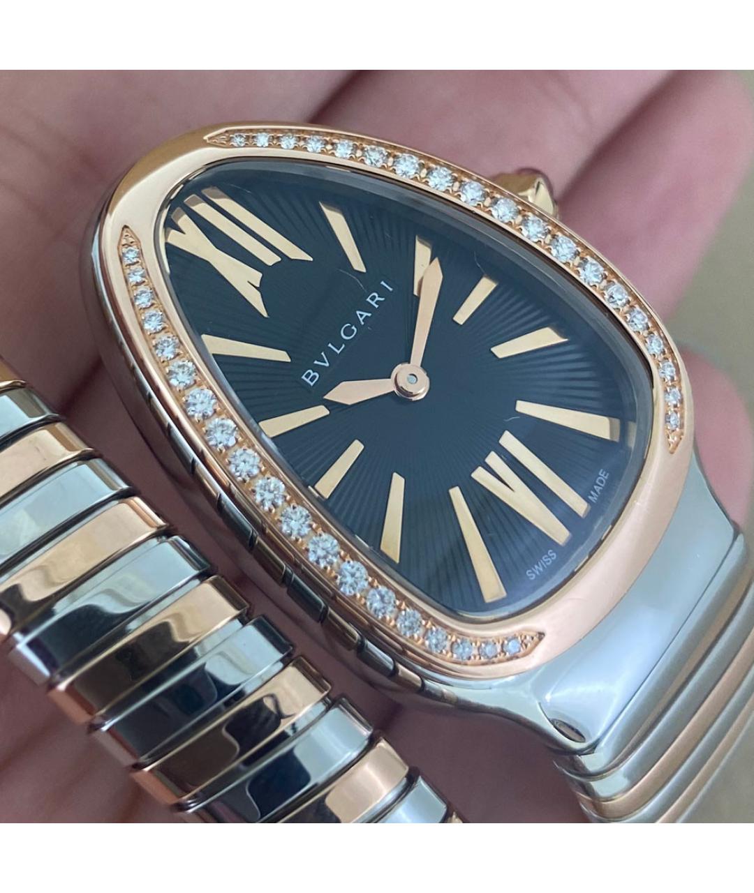 BVLGARI Черные часы из розового золота, фото 8