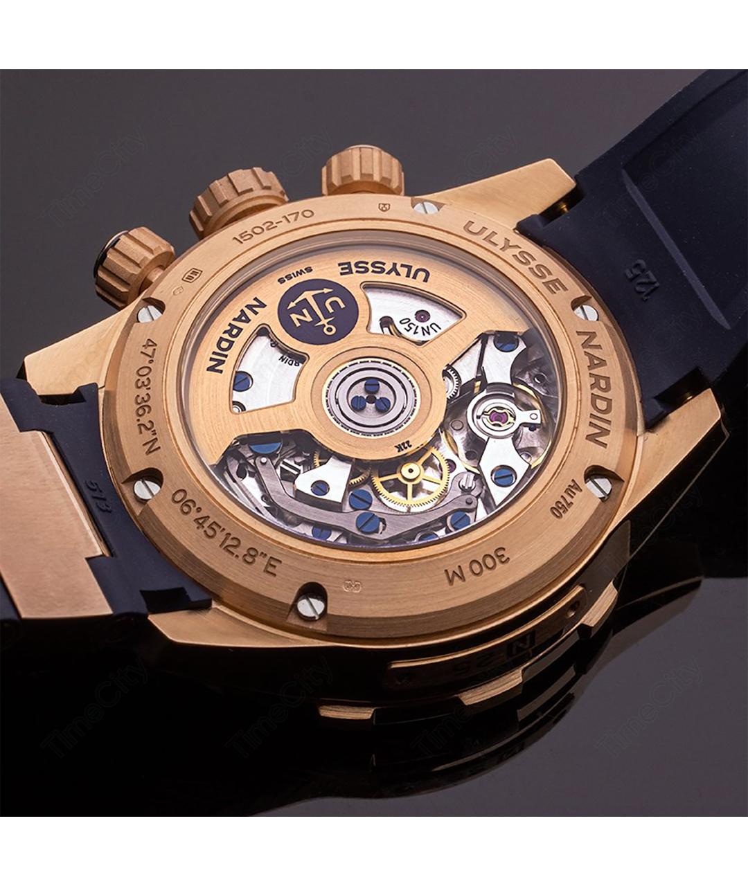 Ulysse Nardin Синие часы из розового золота, фото 3