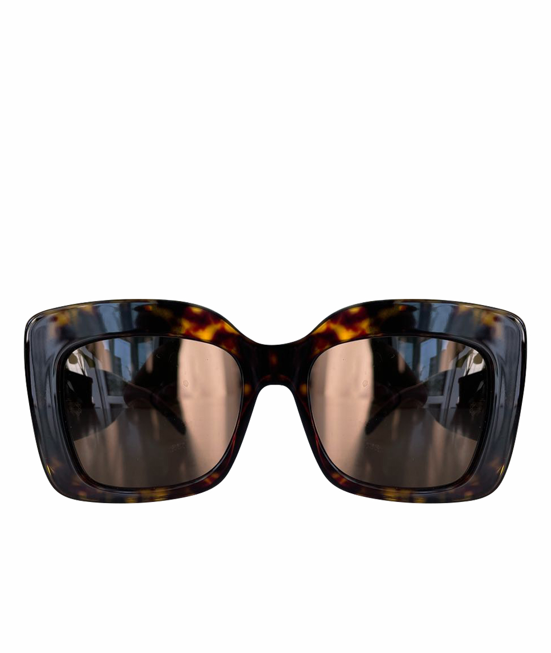 ELIE SAAB Коричневые пластиковые солнцезащитные очки, фото 1