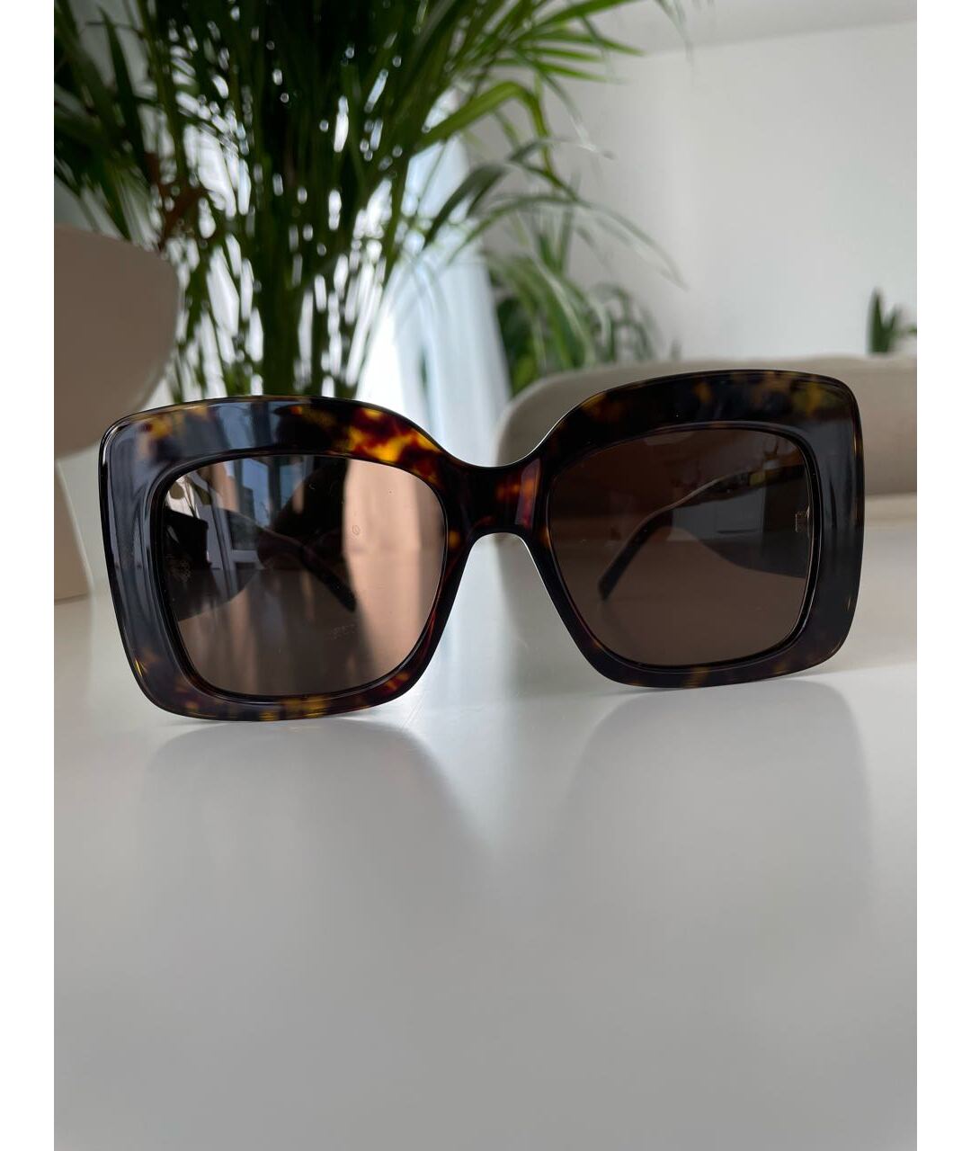 ELIE SAAB Коричневые пластиковые солнцезащитные очки, фото 8