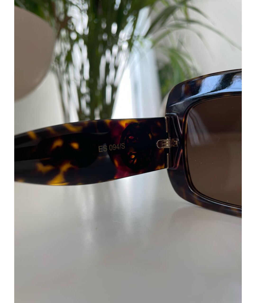ELIE SAAB Коричневые пластиковые солнцезащитные очки, фото 4