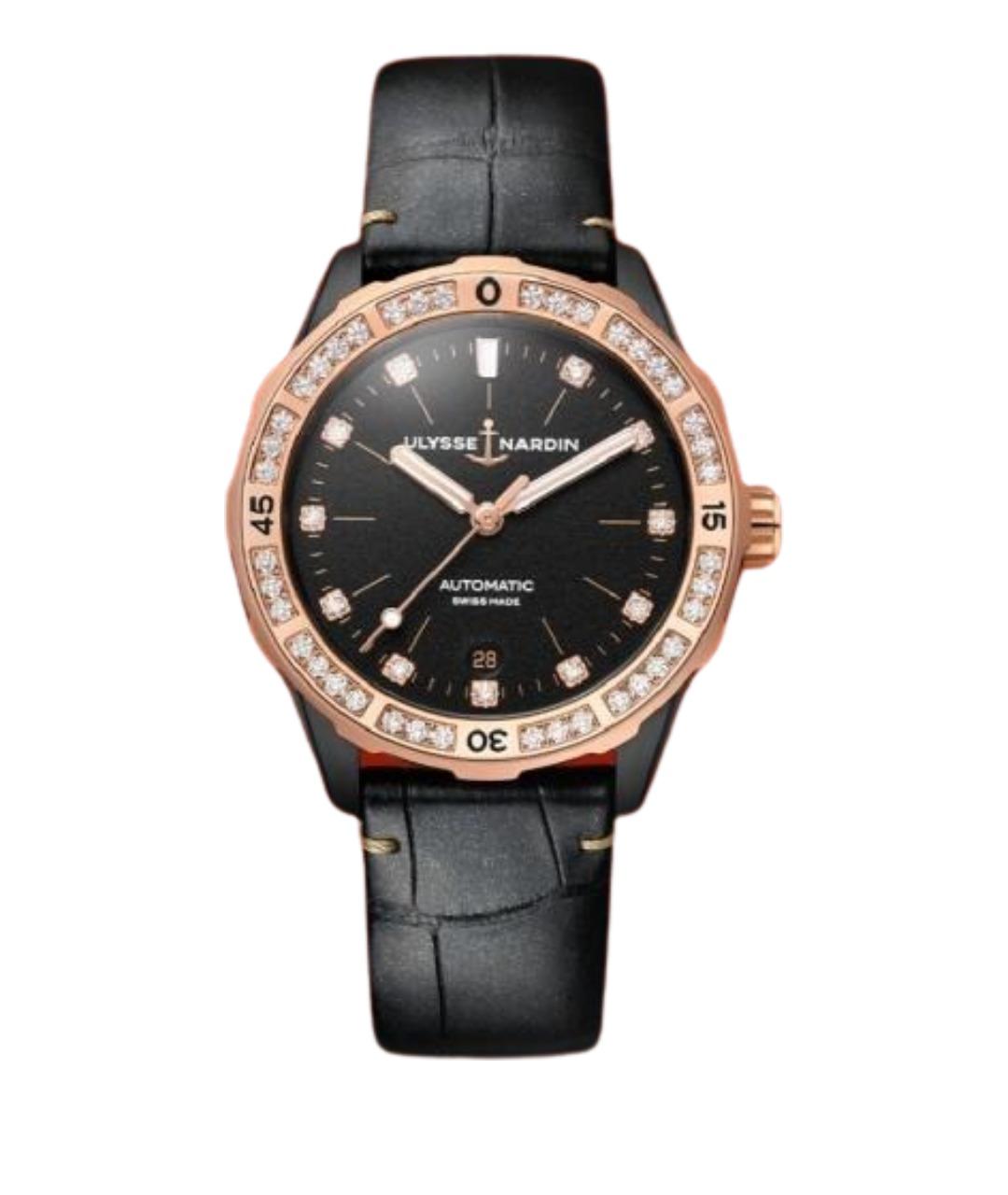 Ulysse Nardin Черные часы из розового золота, фото 2