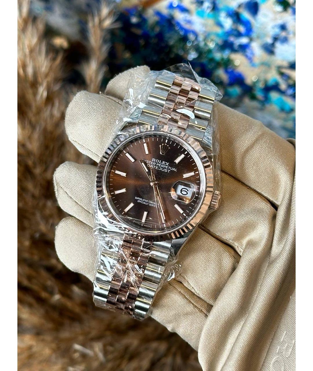 ROLEX Коричневые часы из розового золота, фото 2