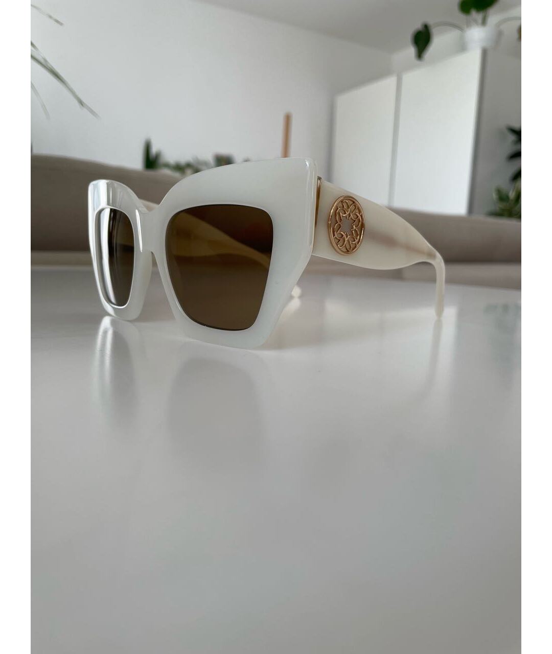 ELIE SAAB Белые пластиковые солнцезащитные очки, фото 4