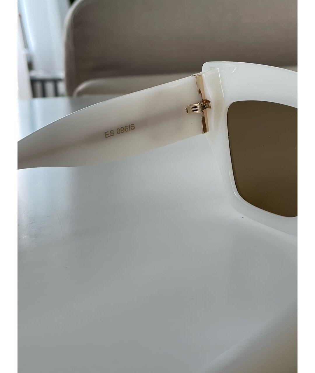 ELIE SAAB Белые пластиковые солнцезащитные очки, фото 5