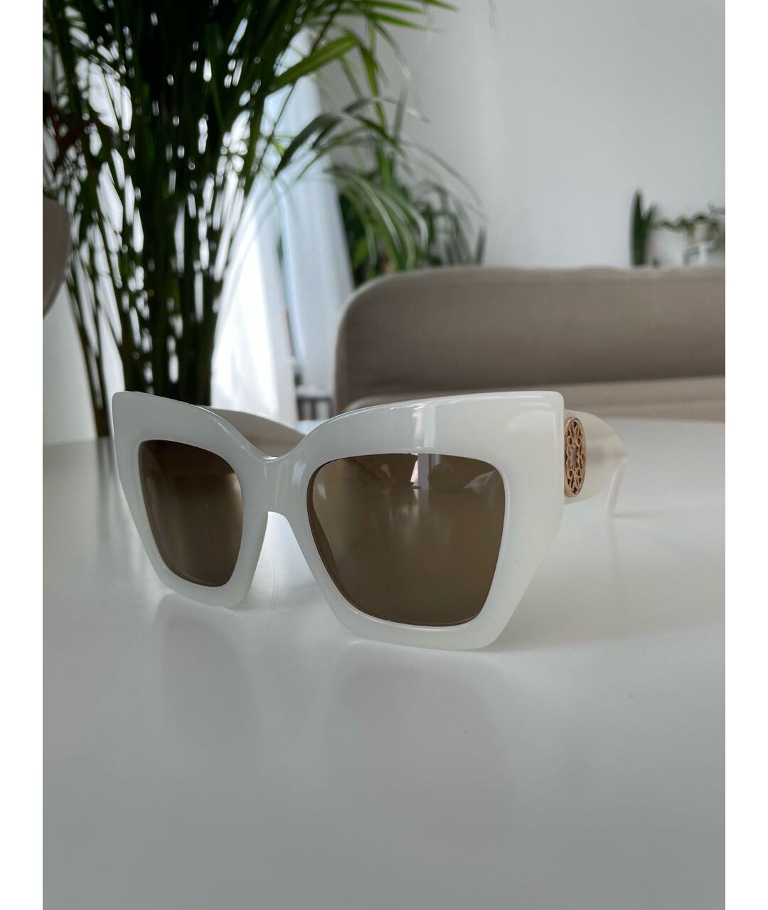 ELIE SAAB Белые пластиковые солнцезащитные очки, фото 2