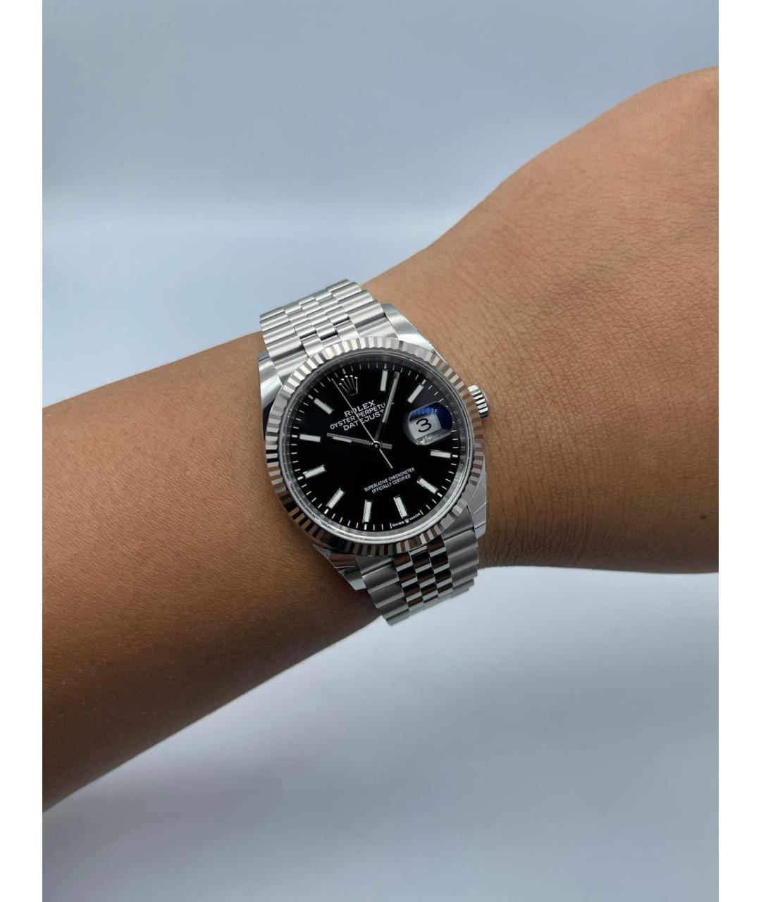 ROLEX Черные часы из белого золота, фото 4