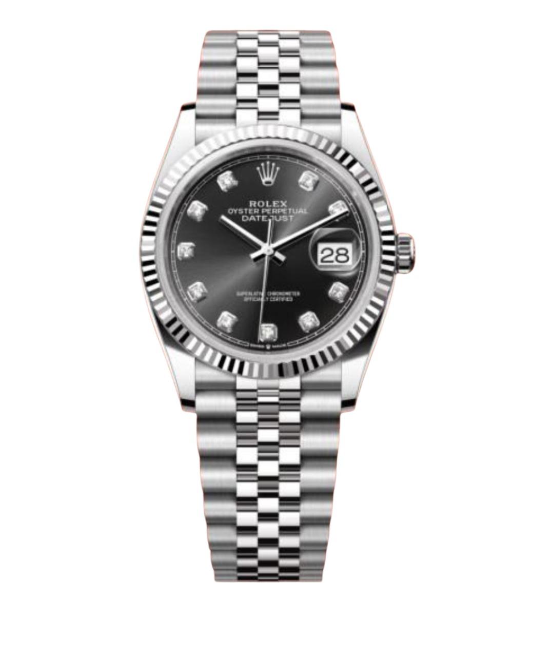 ROLEX Черные часы из белого золота, фото 1