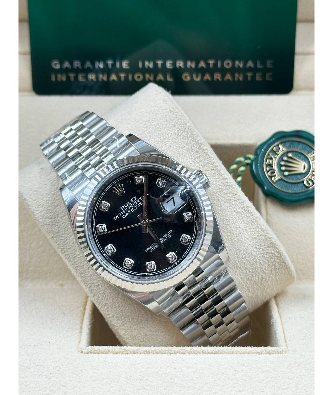 ROLEX Черные часы из белого золота, фото 3