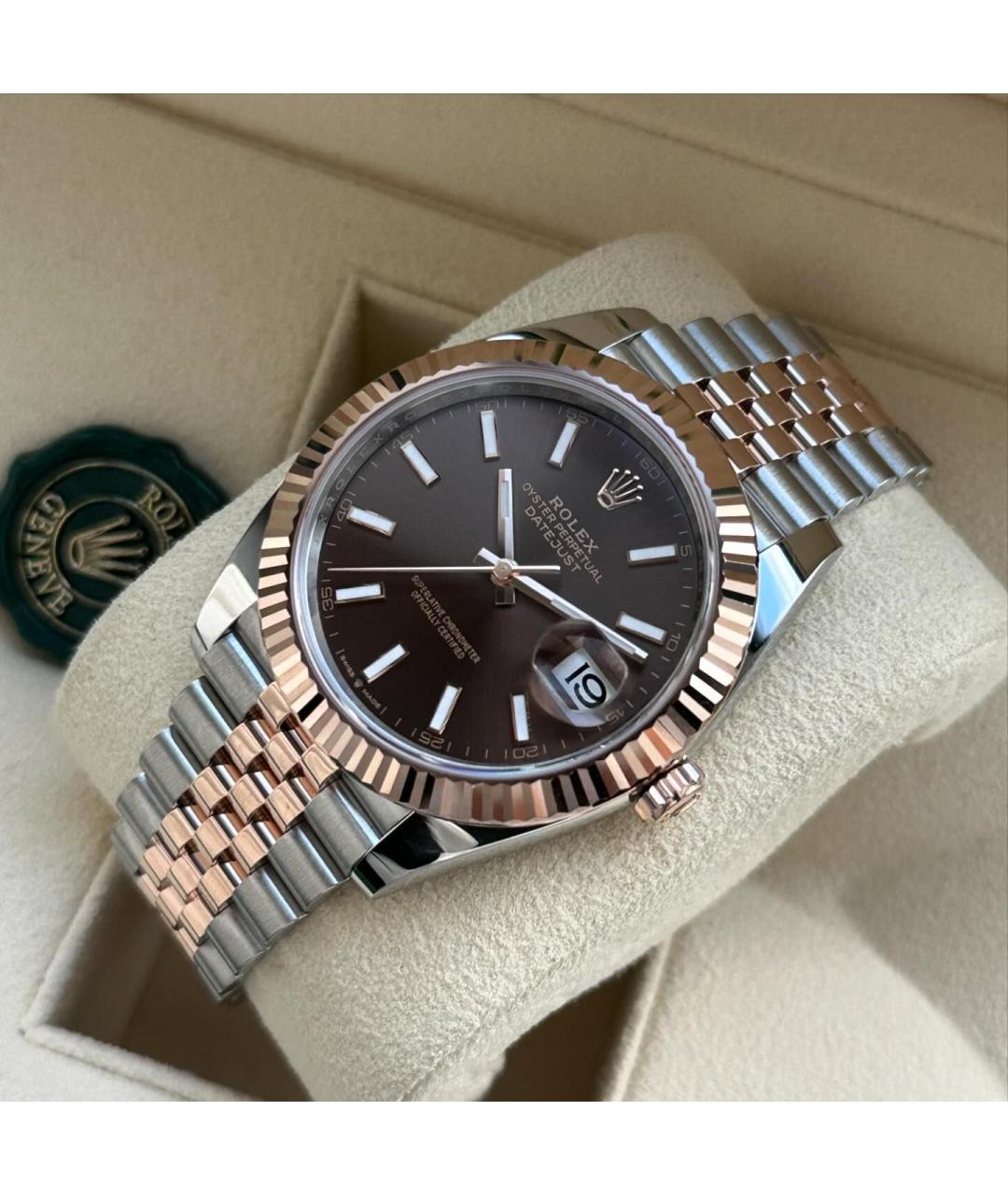 ROLEX Коричневые часы из розового золота, фото 7