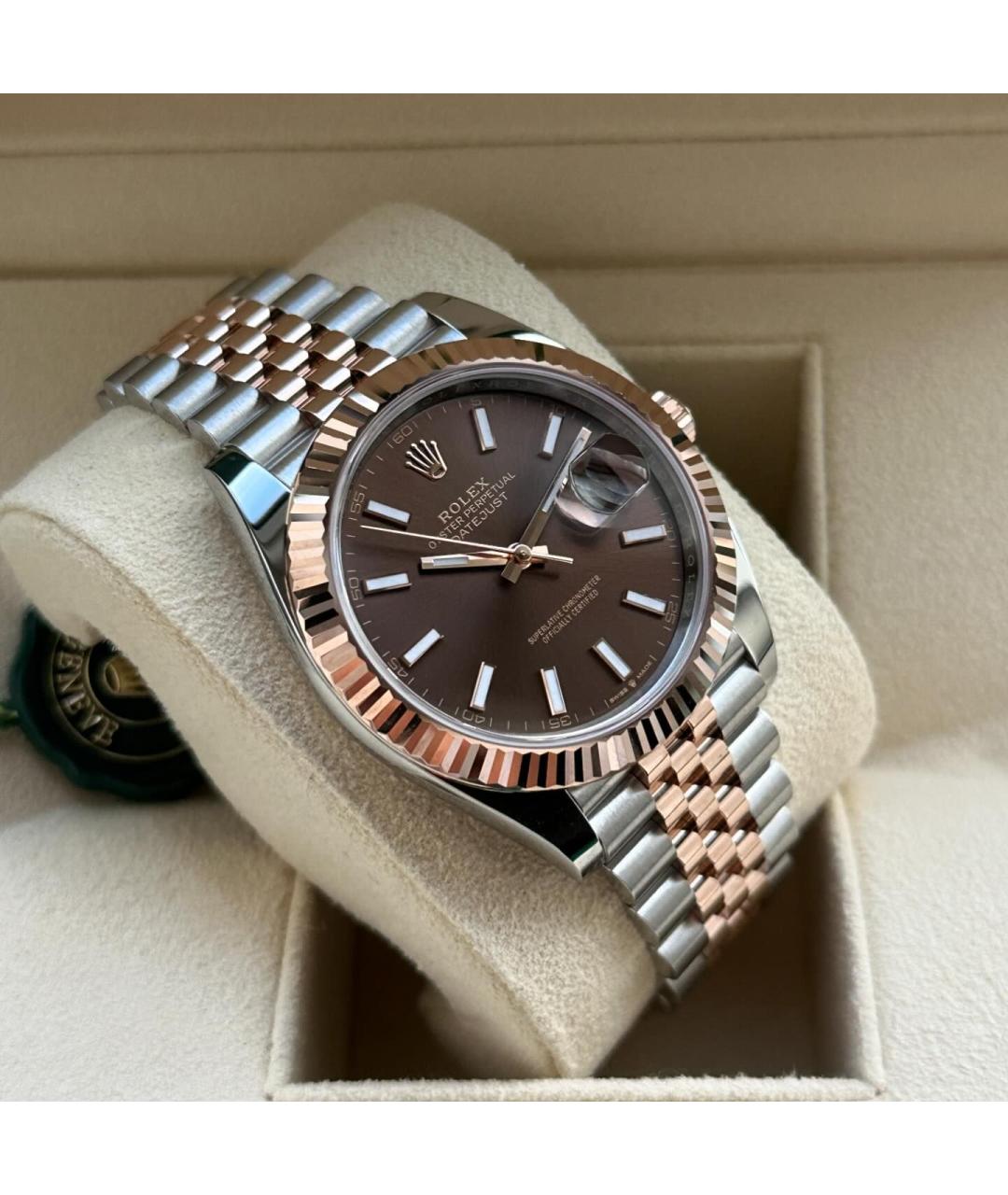 ROLEX Коричневые часы из розового золота, фото 4