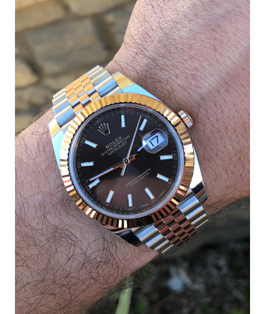 ROLEX Коричневые часы из розового золота, фото 8