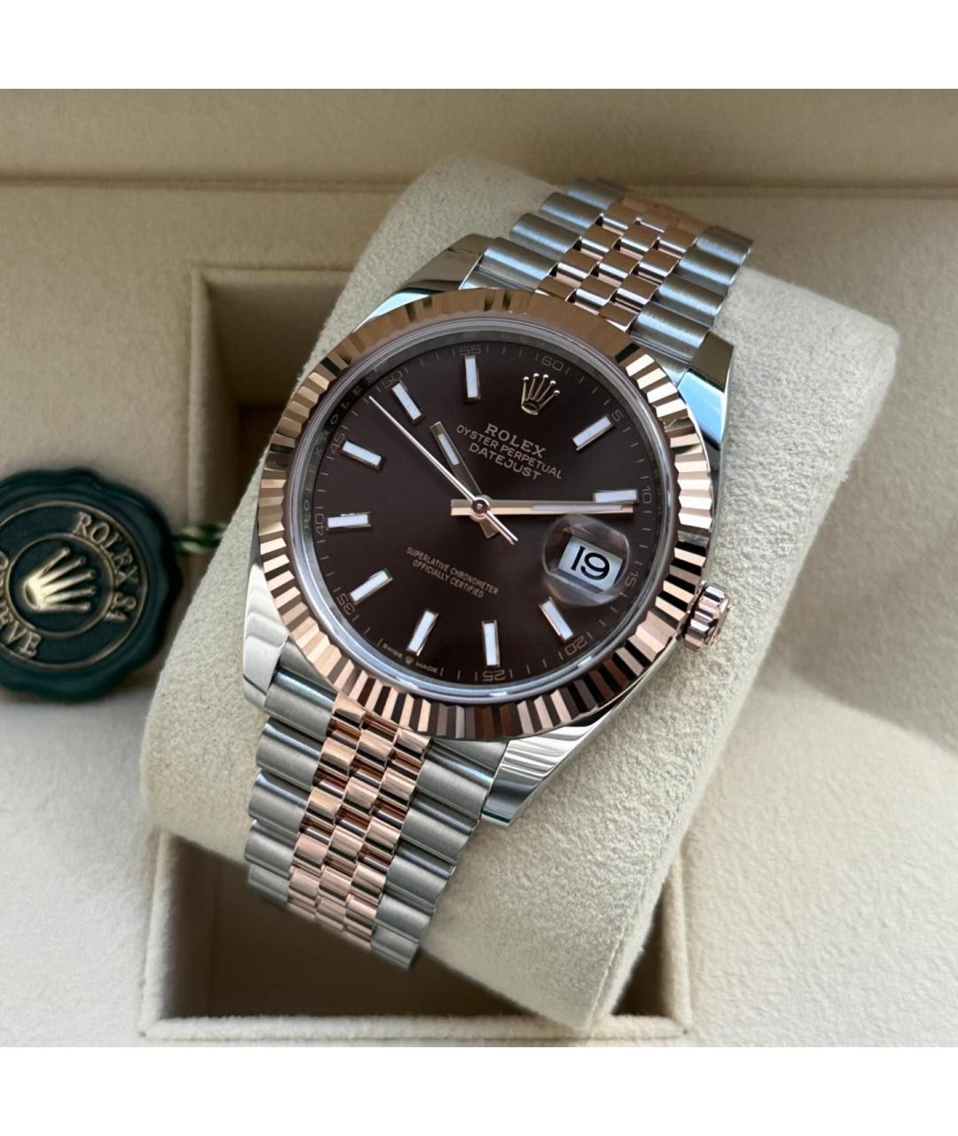 ROLEX Коричневые часы из розового золота, фото 3